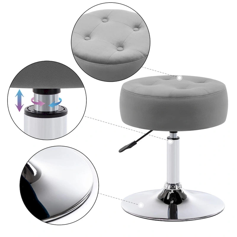 Tabouret de coiffeuse rond pivotant avec hauteur réglable
