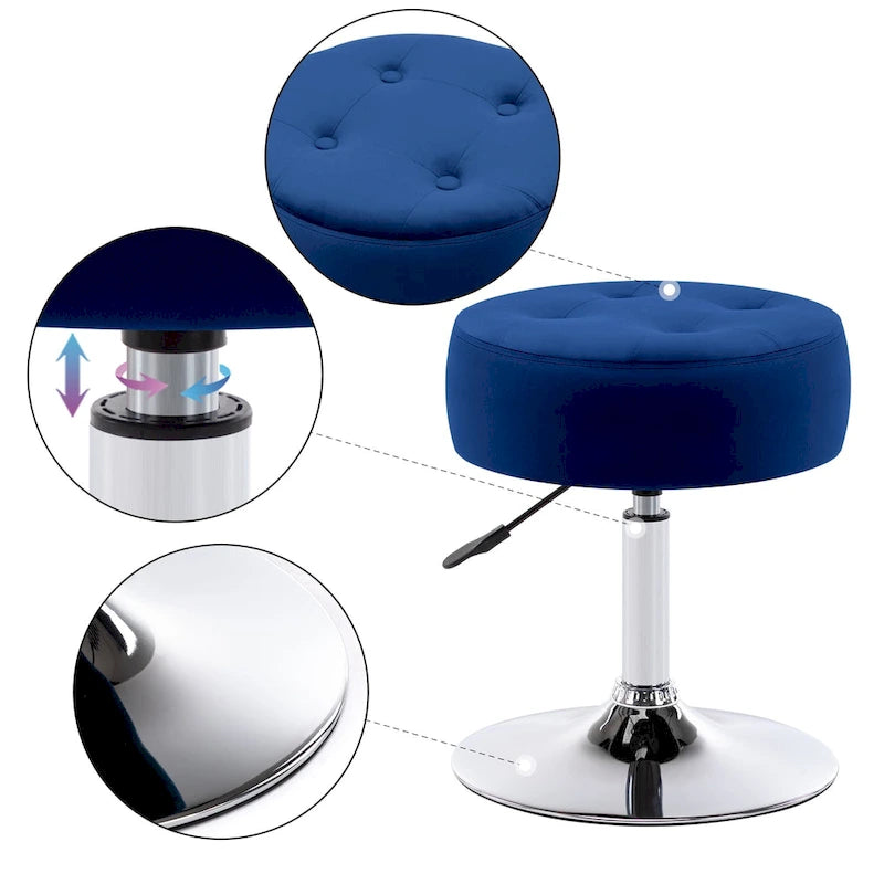 Tabouret de coiffeuse rond pivotant avec hauteur réglable