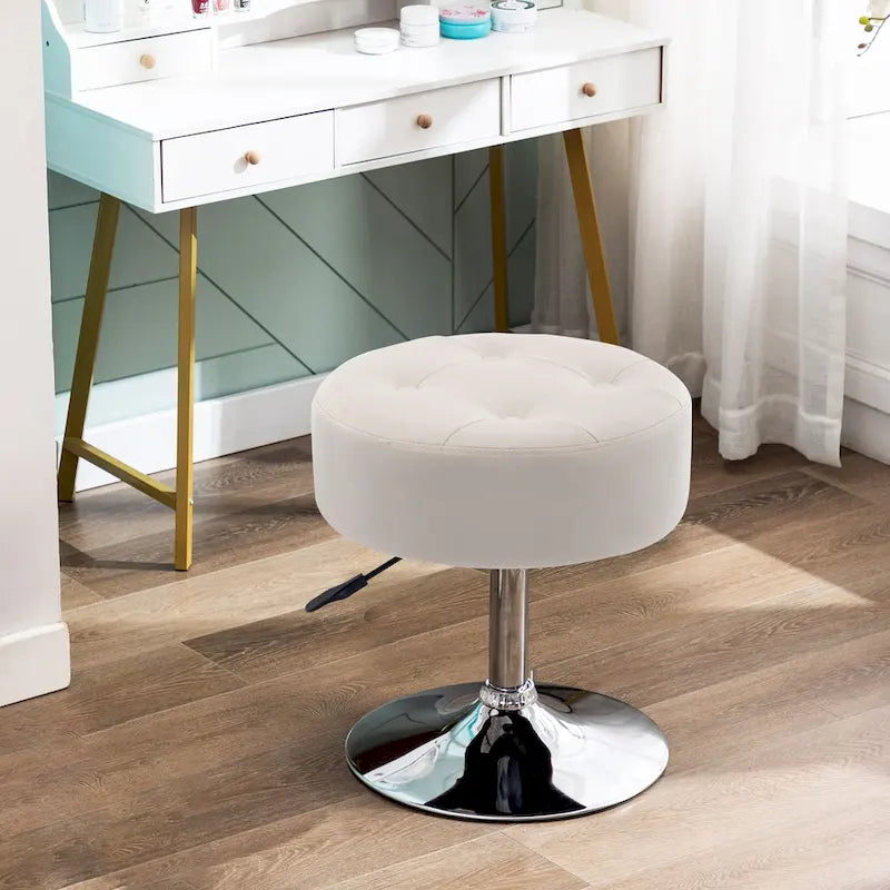 Tabouret de coiffeuse rond pivotant avec hauteur réglable