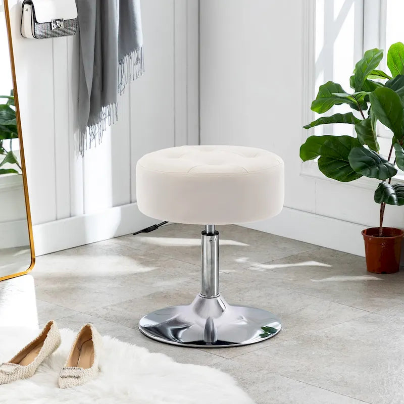 Tabouret de coiffeuse rond pivotant avec hauteur réglable