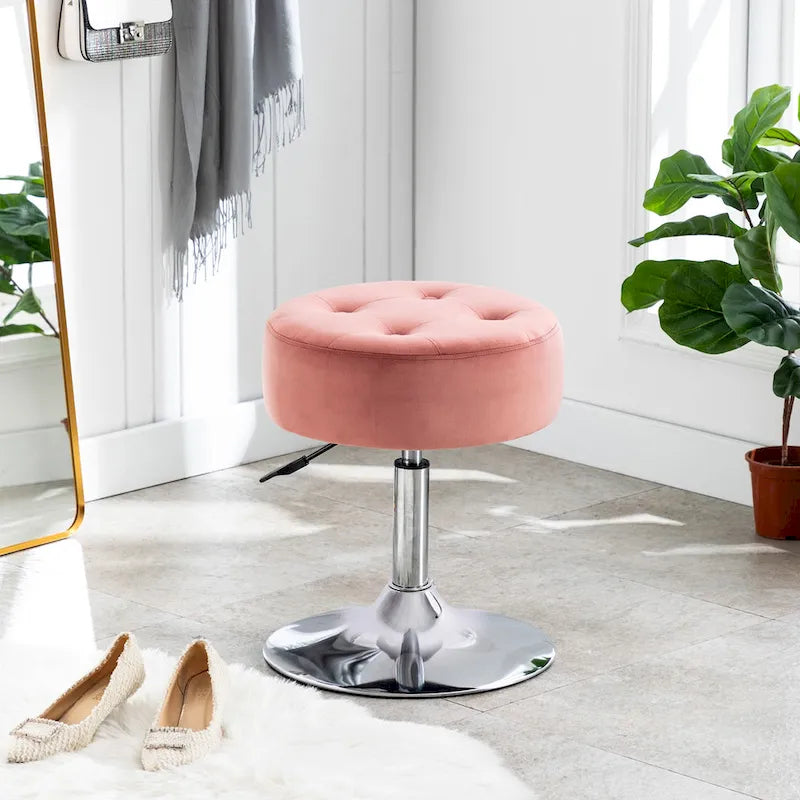 Tabouret de coiffeuse rond pivotant avec hauteur réglable