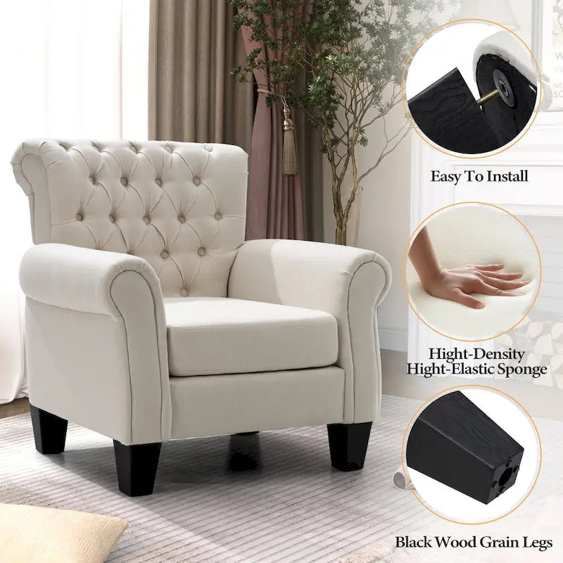 Fauteuil club confortable avec accoudoirs et siège rembourré