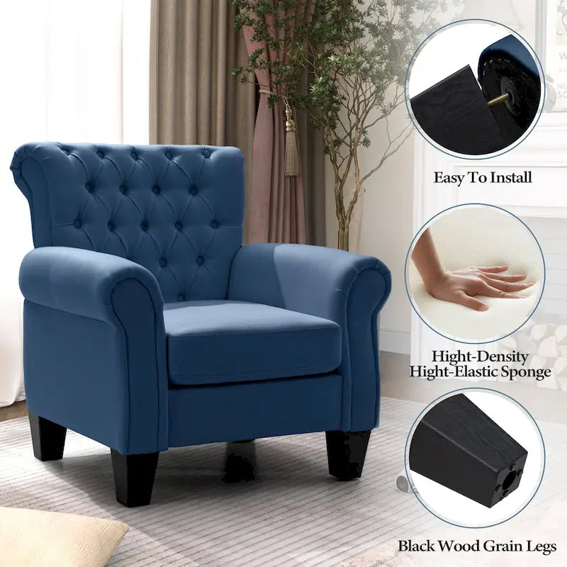 Fauteuil club confortable avec accoudoirs et siège rembourré