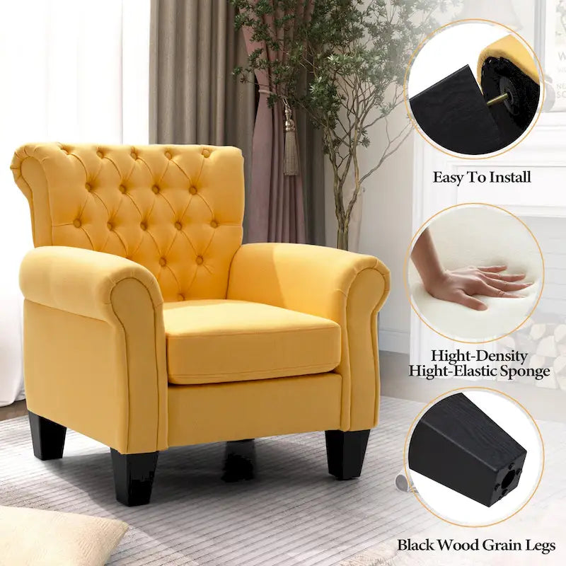 Fauteuil club confortable avec accoudoirs et siège rembourré