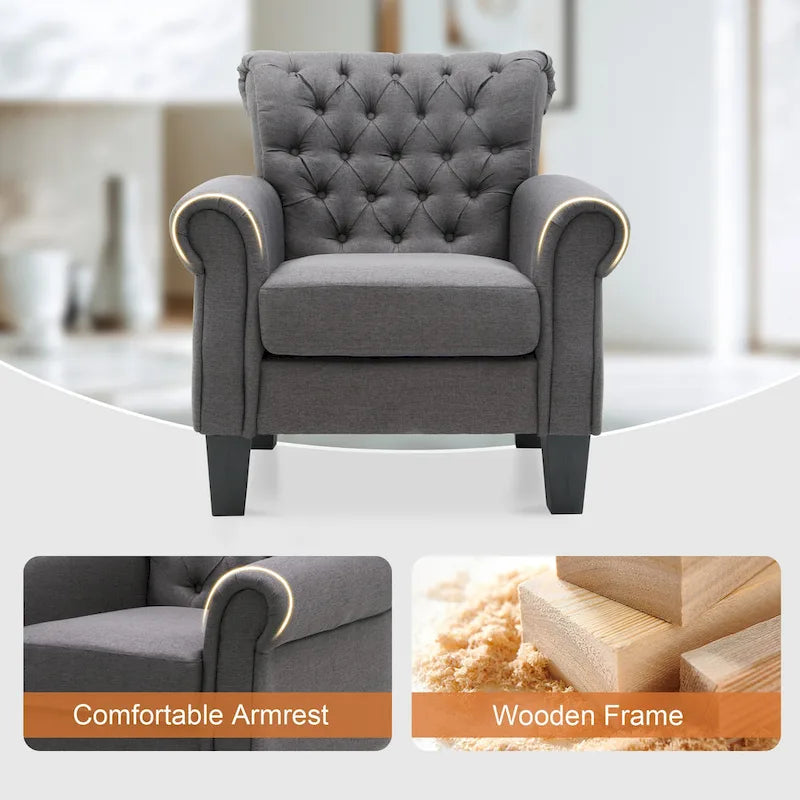 Fauteuil club confortable avec accoudoirs et siège rembourré