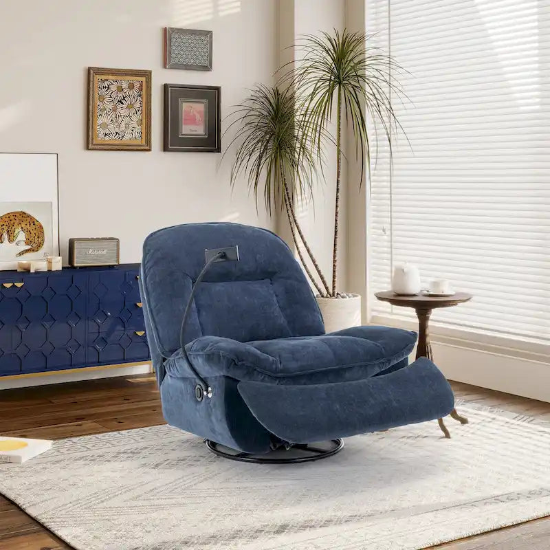 Fauteuil inclinable en chenille pivotant et réglable avec support de téléphone