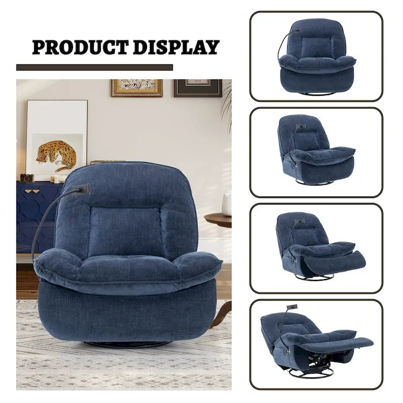 Fauteuil inclinable en chenille pivotant et réglable avec support de téléphone