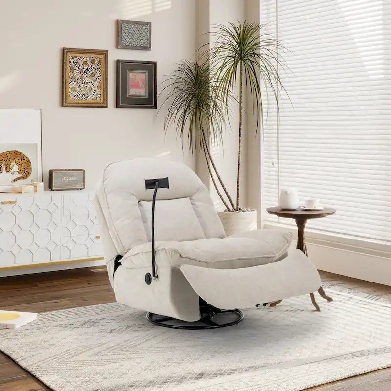 Fauteuil inclinable en chenille pivotant et réglable avec support de téléphone
