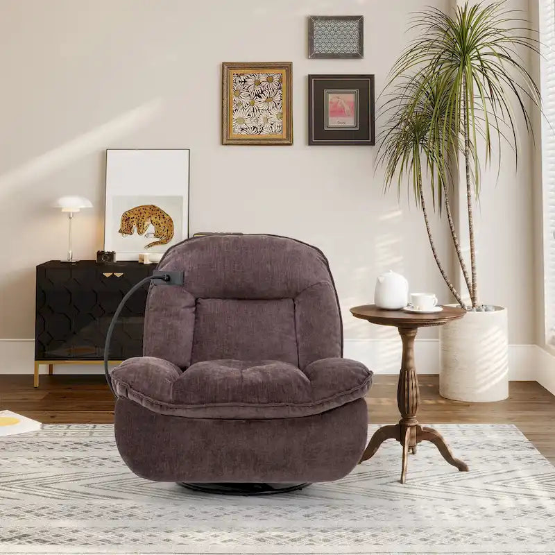 Fauteuil inclinable en chenille pivotant et réglable avec support de téléphone