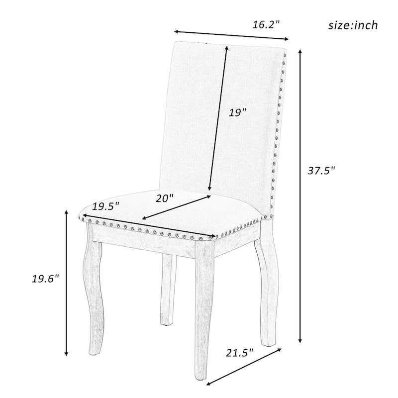 Ensemble de 4 chaises de salle à manger en bois rembourrées avec clous de tapissier