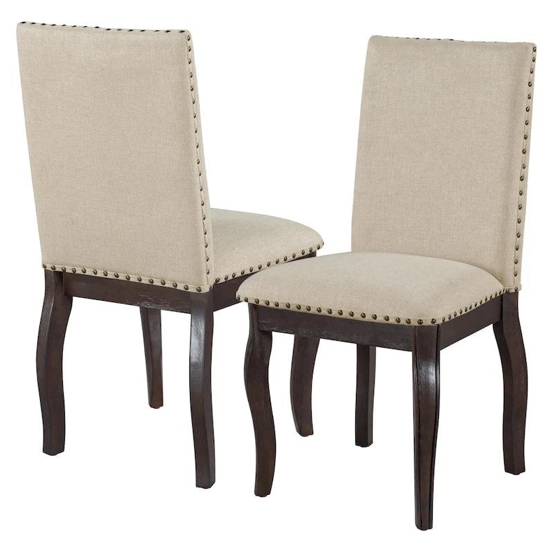 Ensemble de 4 chaises de salle à manger en bois rembourrées avec clous de tapissier