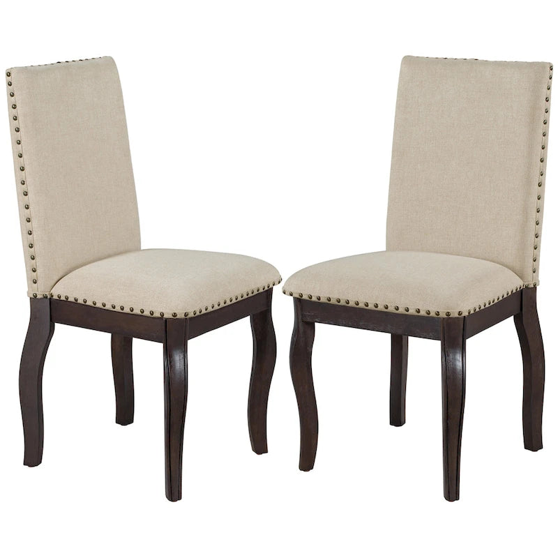 Ensemble de 4 chaises de salle à manger en bois rembourrées avec clous de tapissier