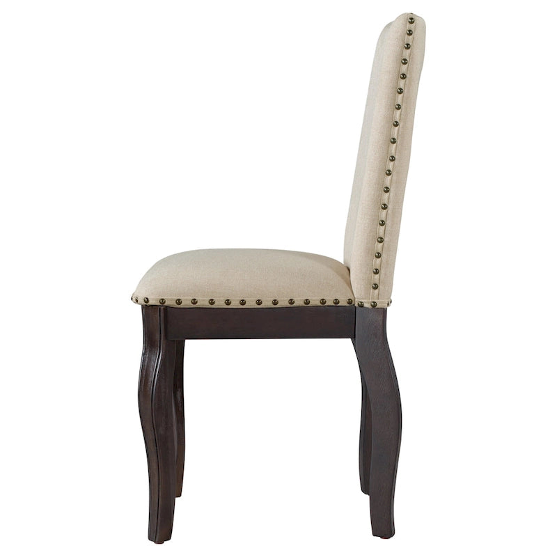 Ensemble de 4 chaises de salle à manger en bois rembourrées avec clous de tapissier