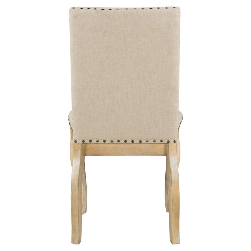 Ensemble de 4 chaises de salle à manger en bois rembourrées avec clous de tapissier