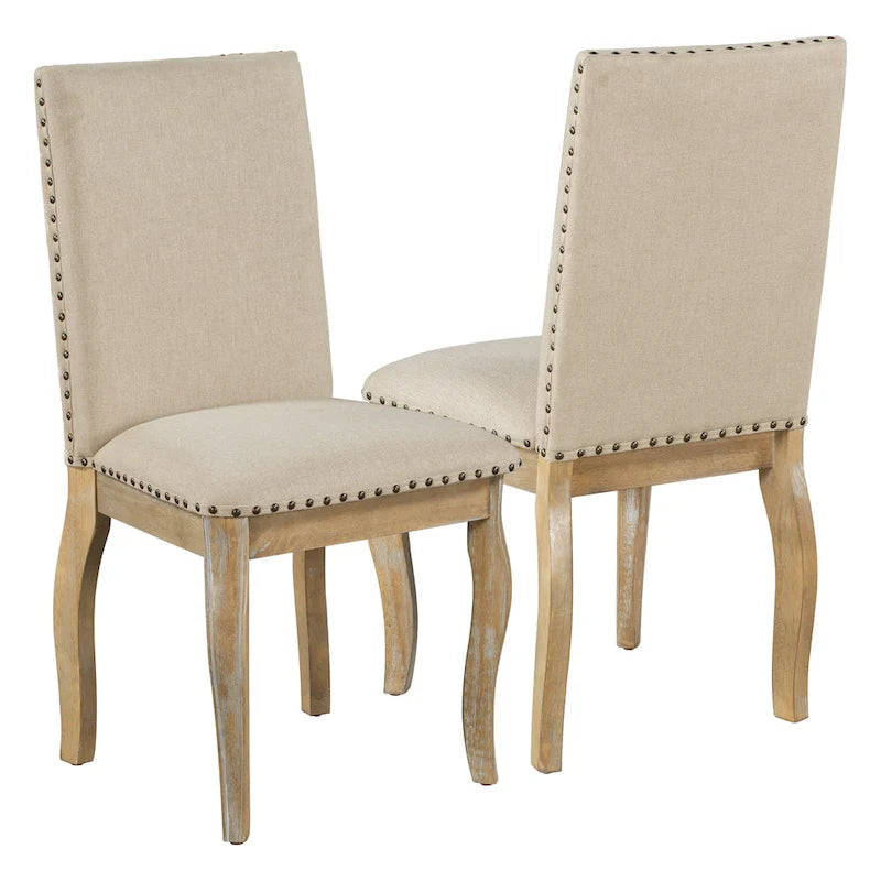 Ensemble de 4 chaises de salle à manger en bois rembourrées avec clous de tapissier