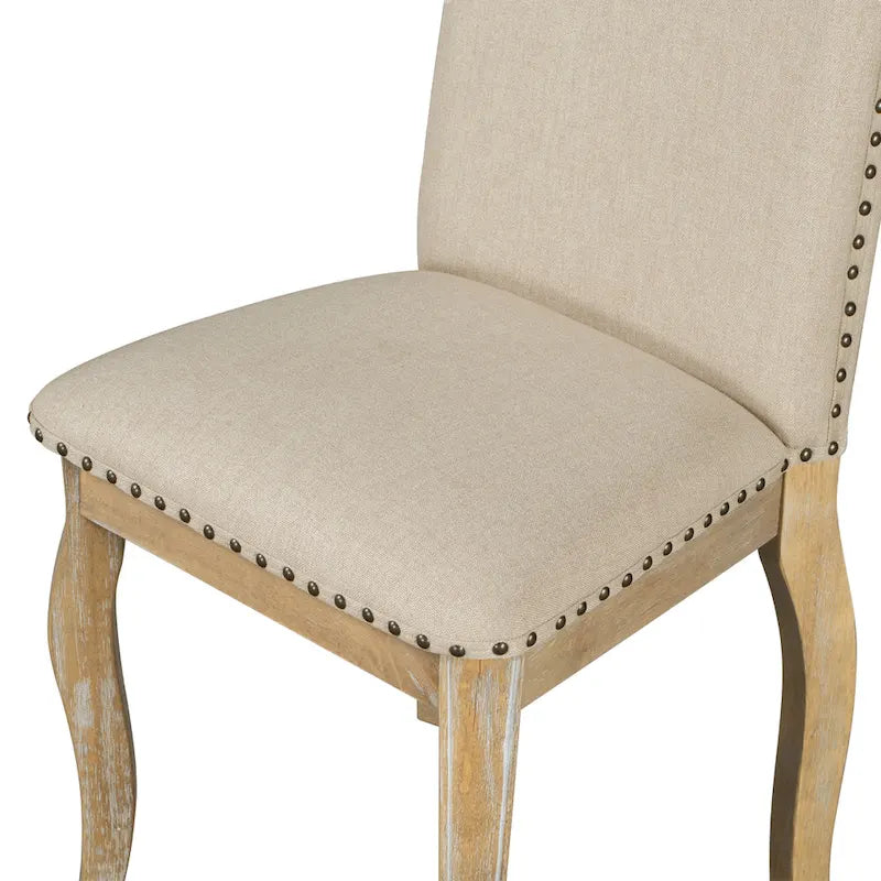 Ensemble de 4 chaises de salle à manger en bois rembourrées avec clous de tapissier