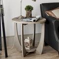 Table d'appoint rustique COZAYH avec étagère de rangement, Table d'appoint ronde de style campagnard français