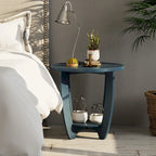 Table d'appoint rustique COZAYH avec étagère de rangement, Table d'appoint ronde de style campagnard français