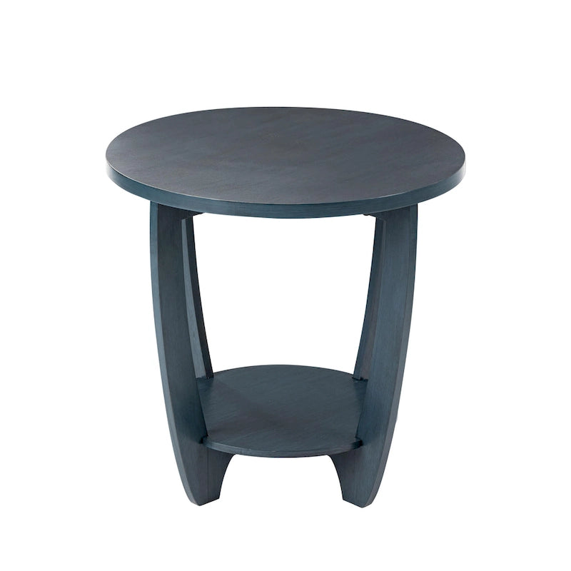 Table d'appoint rustique COZAYH avec étagère de rangement, Table d'appoint ronde de style campagnard français