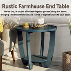 Table d'appoint rustique COZAYH avec étagère de rangement, Table d'appoint ronde de style campagnard français