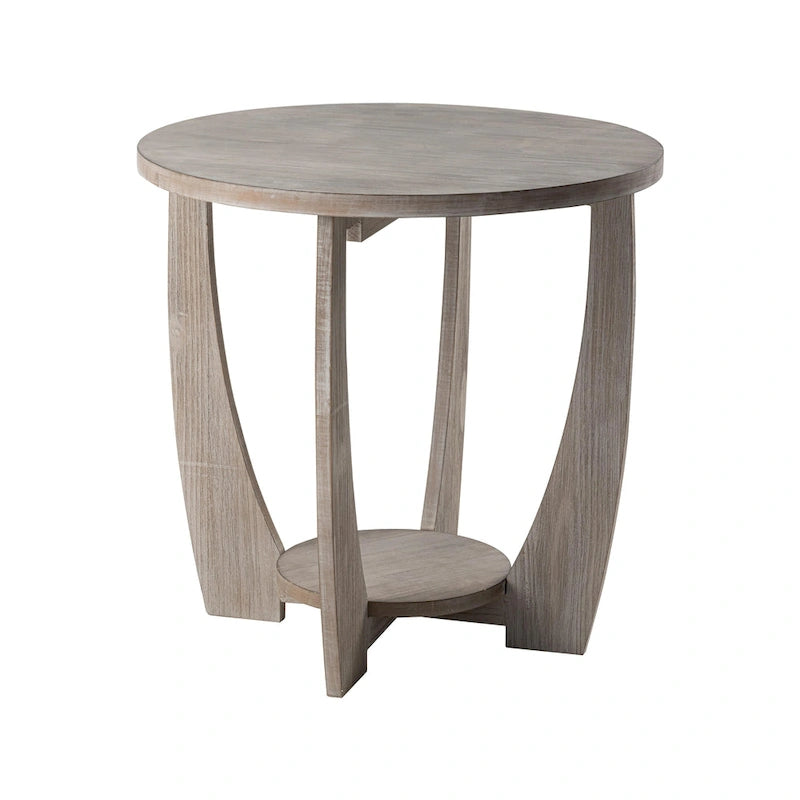 Table d'appoint rustique COZAYH avec étagère de rangement, Table d'appoint ronde de style campagnard français