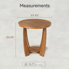 Table d'appoint rustique COZAYH avec étagère de rangement, Table d'appoint ronde de style campagnard français