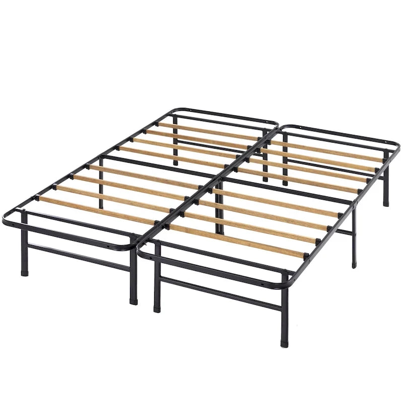 Priage by ZINUS SmartBase Sommier-cadre en métal noir 14 pouces avec lattes en bambou