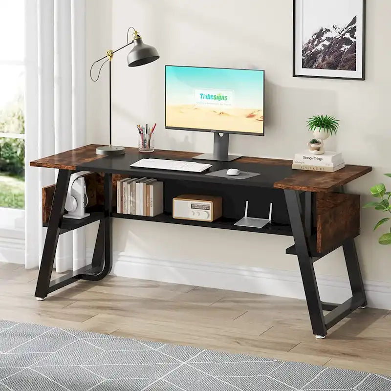 63 Bureau d'ordinateur exécutif : étagère de rangement, poste de travail moderne et simple
