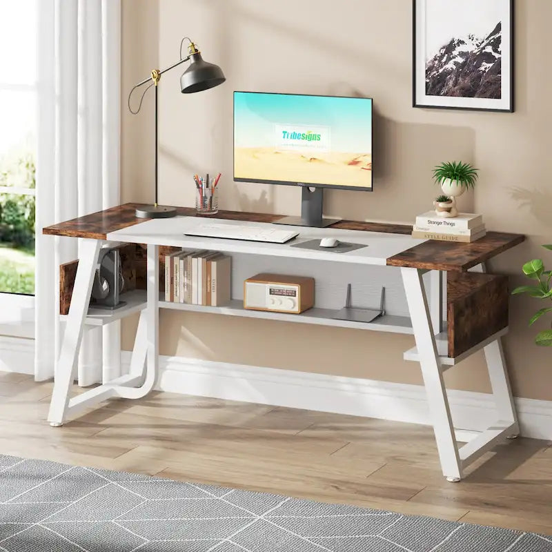 63 Bureau d'ordinateur exécutif : étagère de rangement, poste de travail moderne et simple