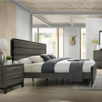 Ensemble de chambre à coucher 6 pièces Roundhill Furniture Ioana 187 avec grand lit en bois gris vieilli