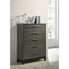 Ensemble de chambre à coucher 6 pièces Roundhill Furniture Ioana 187 avec grand lit en bois gris vieilli