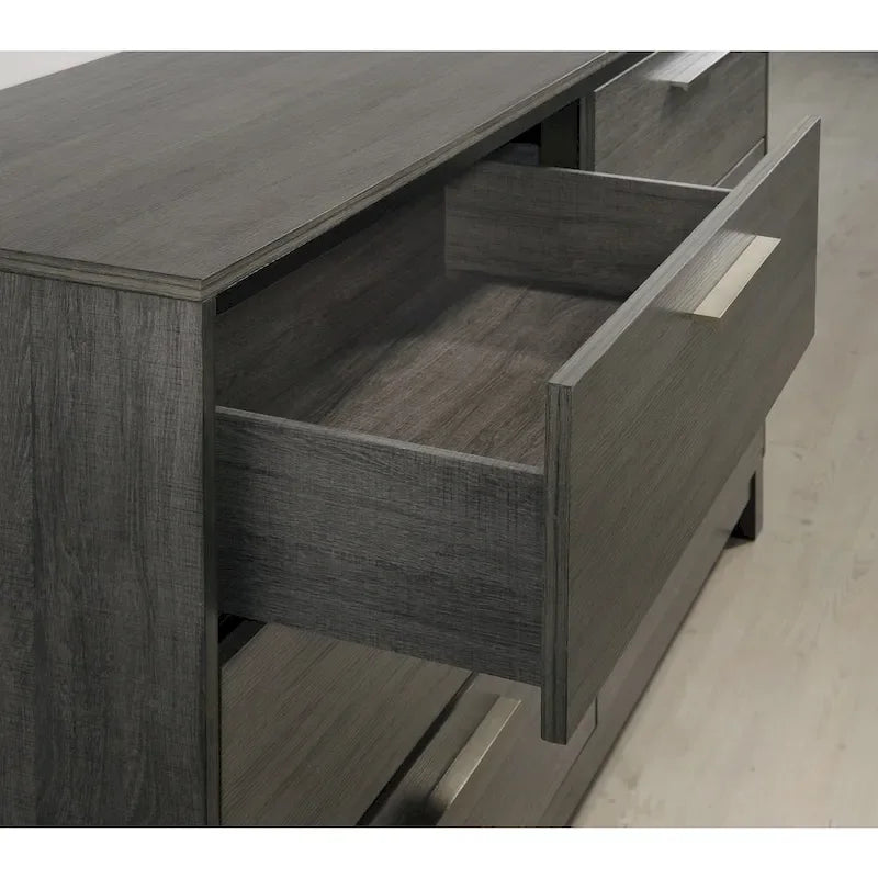 Ensemble de chambre à coucher 6 pièces Roundhill Furniture Ioana 187 avec grand lit en bois gris vieilli