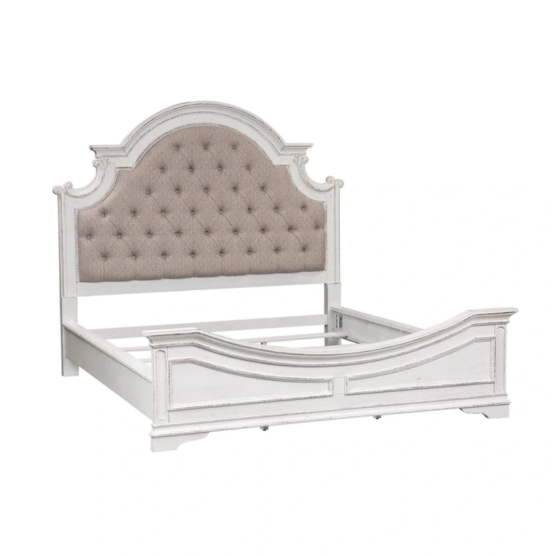 Ensemble de lit tapissé, commode avec miroir et table de nuit Magnolia Manor
