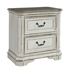 Ensemble de lit tapissé, commode avec miroir et table de nuit Magnolia Manor