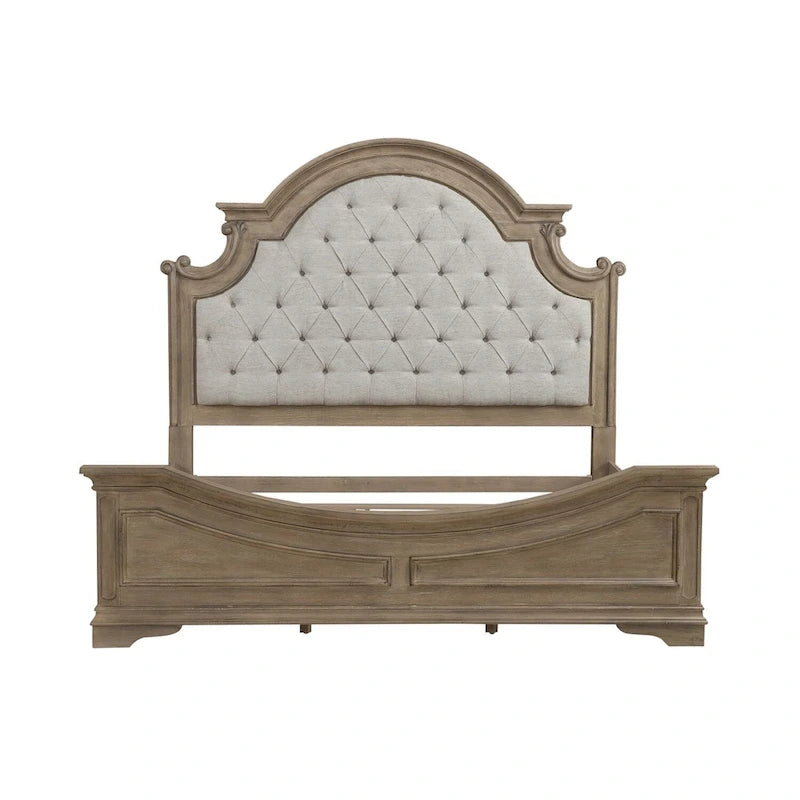 Ensemble de lit tapissé, commode avec miroir et table de nuit Magnolia Manor