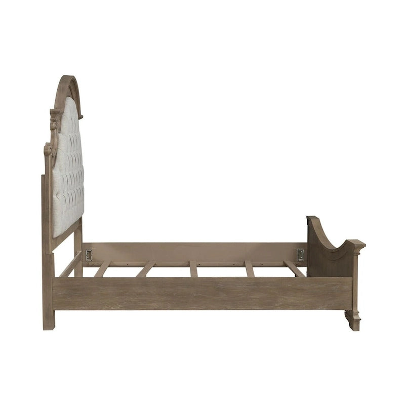 Ensemble de lit tapissé, commode avec miroir et table de nuit Magnolia Manor
