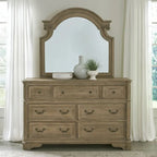 Ensemble de lit tapissé, commode avec miroir et table de nuit Magnolia Manor