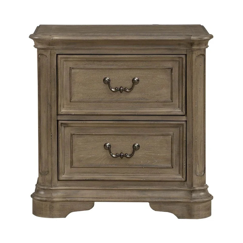 Ensemble de lit tapissé, commode avec miroir et table de nuit Magnolia Manor