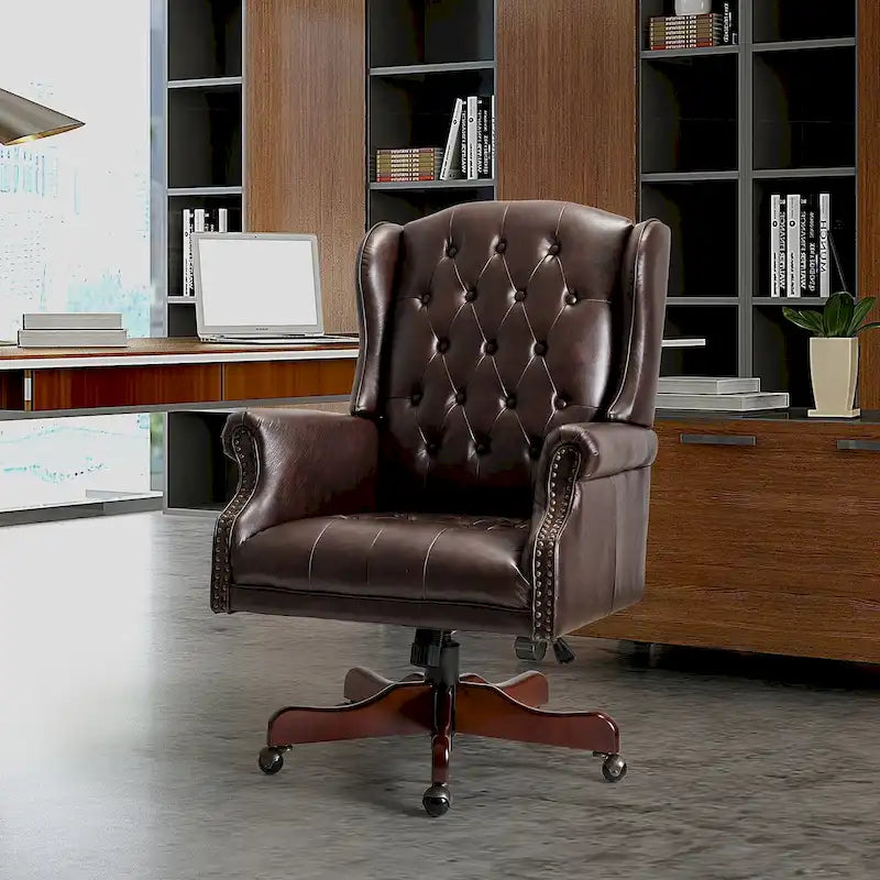 Chaise de bureau pivotante Maximiliano Modern avec dossier capitonné par HULALA HOME