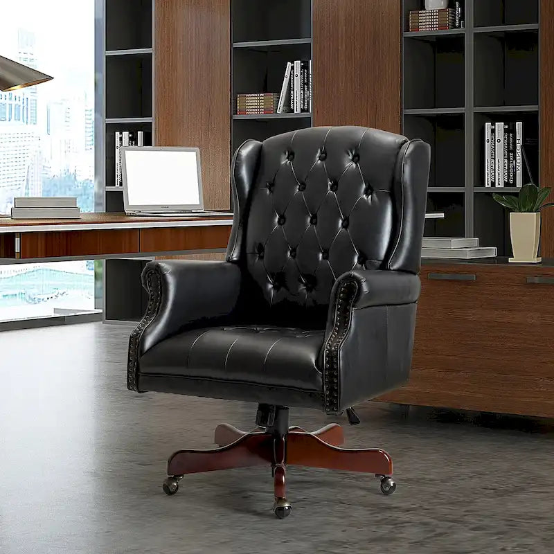 Chaise de bureau pivotante Maximiliano Modern avec dossier capitonné par HULALA HOME