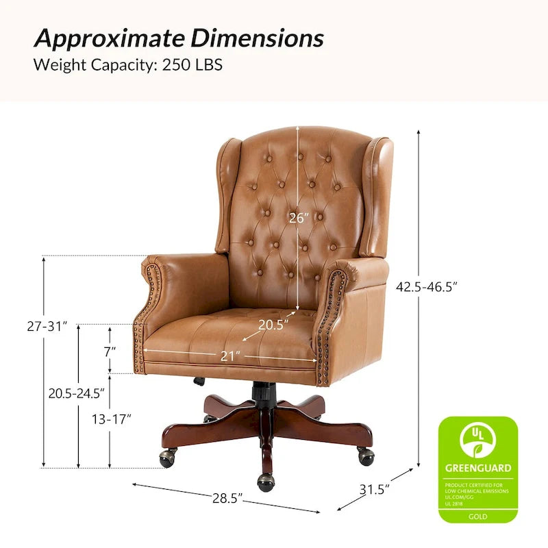 Chaise de bureau pivotante Maximiliano Modern avec dossier capitonné par HULALA HOME