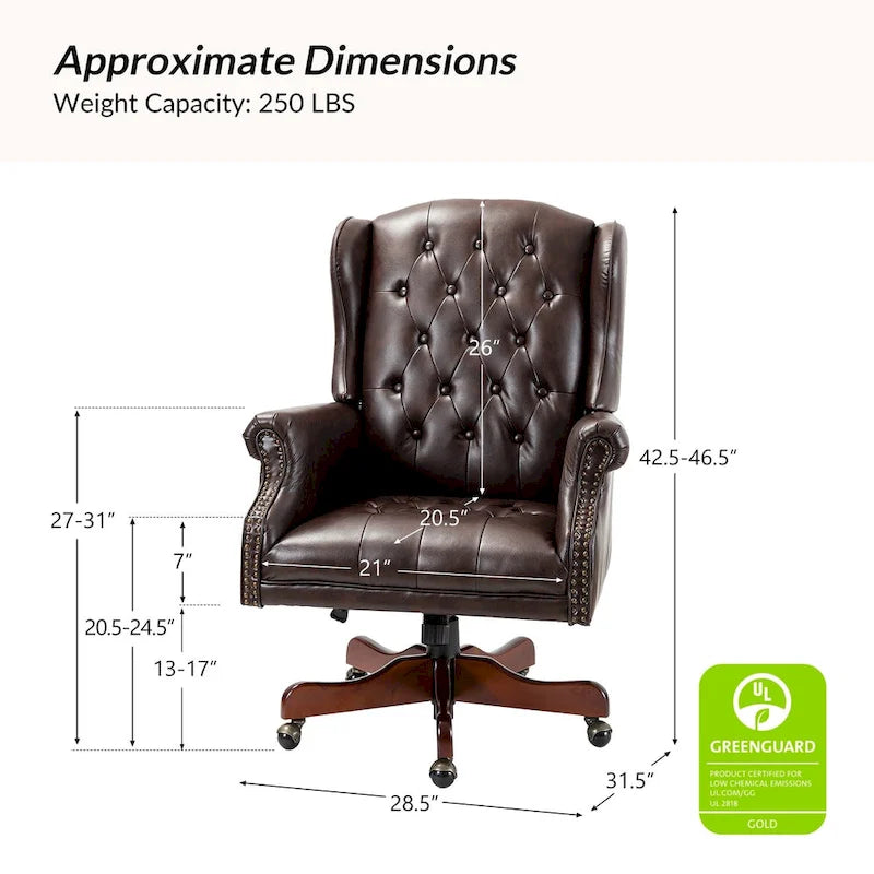 Chaise de bureau pivotante Maximiliano Modern avec dossier capitonné par HULALA HOME