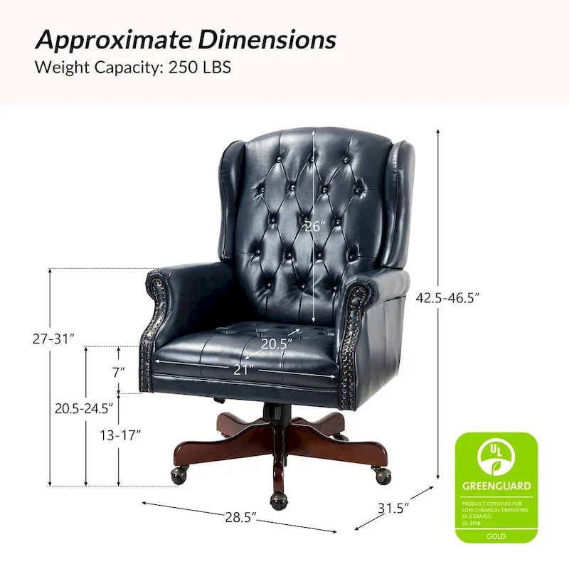 Chaise de bureau pivotante Maximiliano Modern avec dossier capitonné par HULALA HOME