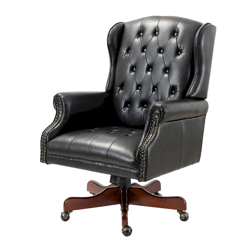 Chaise de bureau pivotante Maximiliano Modern avec dossier capitonné par HULALA HOME