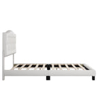 Lit Plateforme King Size, Rembourré Moderne avec Tête de Lit, Cadre de Lit Robuste Capitonnée avec Support à Lattes en Bois, Beige