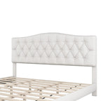 Lit Plateforme King Size, Rembourré Moderne avec Tête de Lit, Cadre de Lit Robuste Capitonnée avec Support à Lattes en Bois, Beige