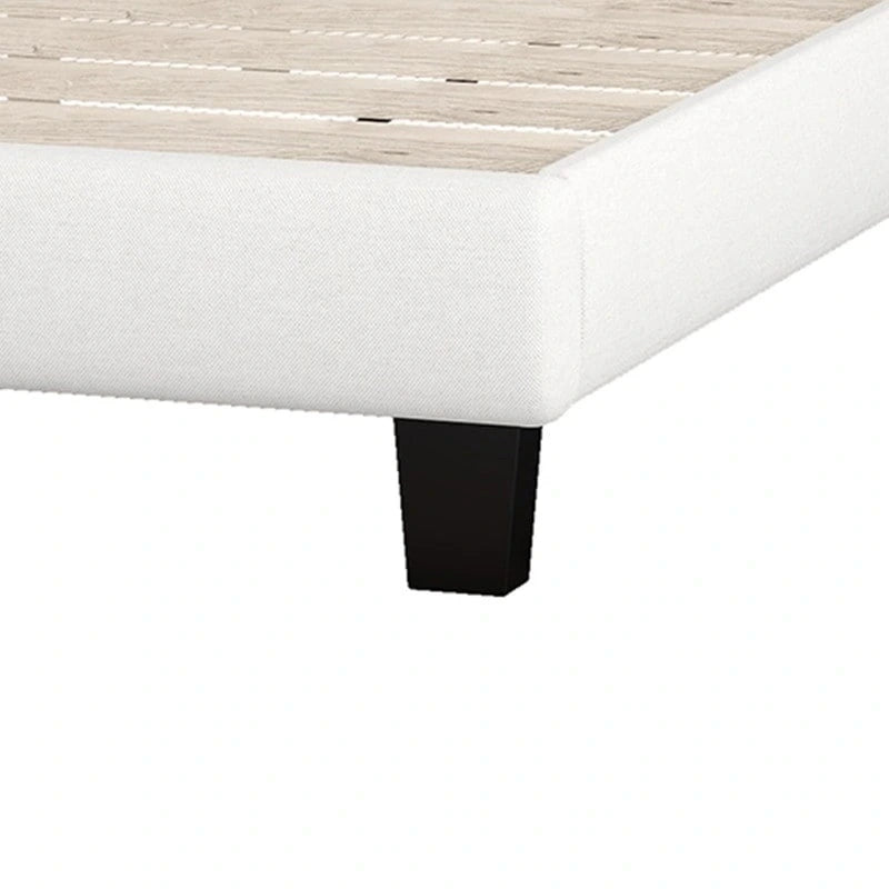 Lit Plateforme King Size, Rembourré Moderne avec Tête de Lit, Cadre de Lit Robuste Capitonnée avec Support à Lattes en Bois, Beige