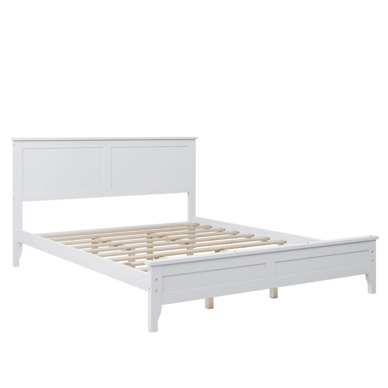 Lit plateforme queen moderne en bois massif blanc