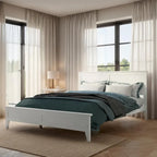 Lit plateforme queen moderne en bois massif blanc