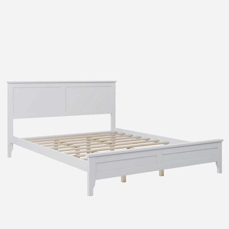 Lit plateforme queen moderne en bois massif blanc